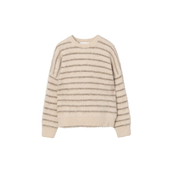 Mountain Oversized Furry jumper, cream brown stripe, FWSS