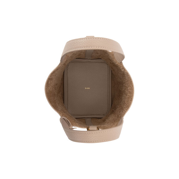 Leather Bucket Bag Mini, dark sand, DARK department