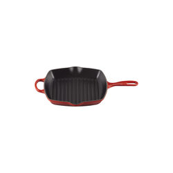 Signature st&oslash;pejern kvadratisk grillpanne 26 cm, cerise, Le Creuset