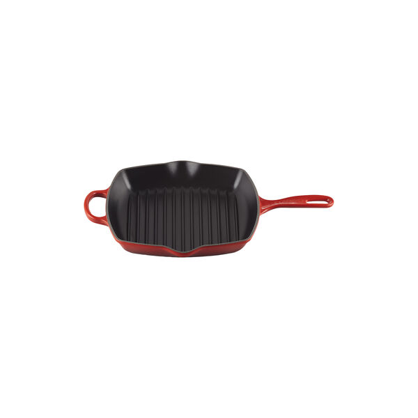 Signature st&oslash;pejern kvadratisk grillpanne 26 cm, cerise, Le Creuset