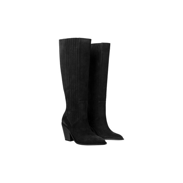 Wilma knestøvel, black suede, CAMILLA PIHL
