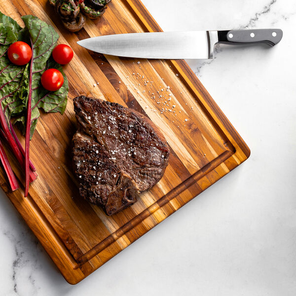 Skj&aelig;rebrett med saftrille Stort, TeakHaus