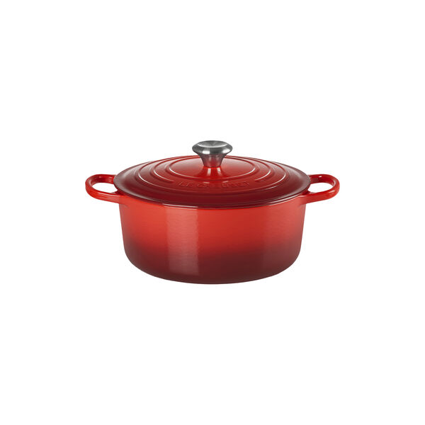 Signature st&oslash;pejern rund gryte &Oslash; 26 cm, cerise, Le Creuset
