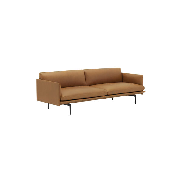 Outline Sofa 3-seter, refine skinn cognac/svart Outline Sofa 3-seter, refine skinn cognac/svart, Muuto
