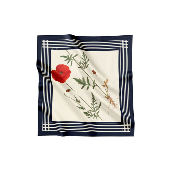 Poppy in White skjerf, marineblå, Flora Danica Denmark