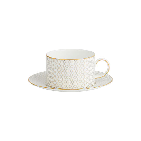 Gio Gold tekopp med fat, gull/hvit, Wedgwood
