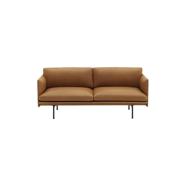 Outline Sofa 2-seter, refine skinn cognac/svart, Muuto