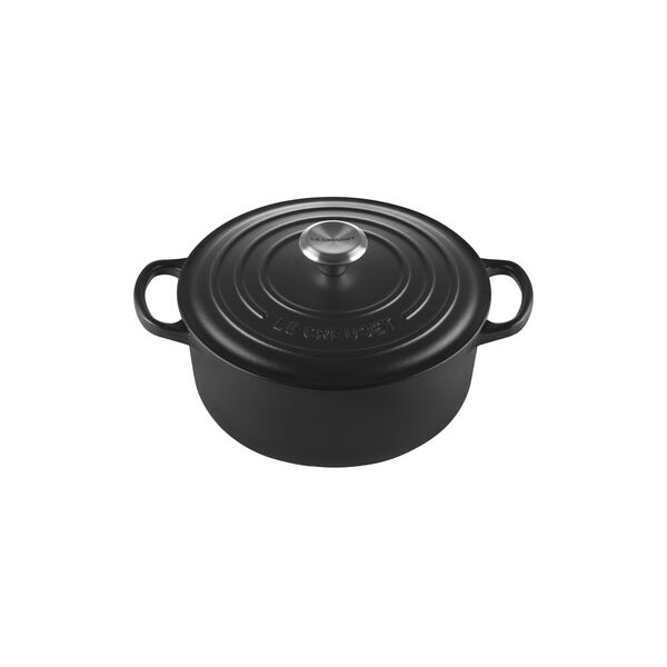 Signature st&oslash;pejern rund gryte &Oslash; 20 cm, matte black, Le Creuset