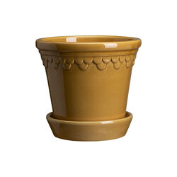 Københavner GLAZED krukke med underfat, amber yellow, Bergs Potter