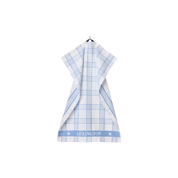 Checked Organic Cotton Terry Kitchen Towel, white/blue, Lexington