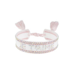 Woven Friendship armb&aring;nd m/Crystals, je t'aime white w/light rose, DARK department