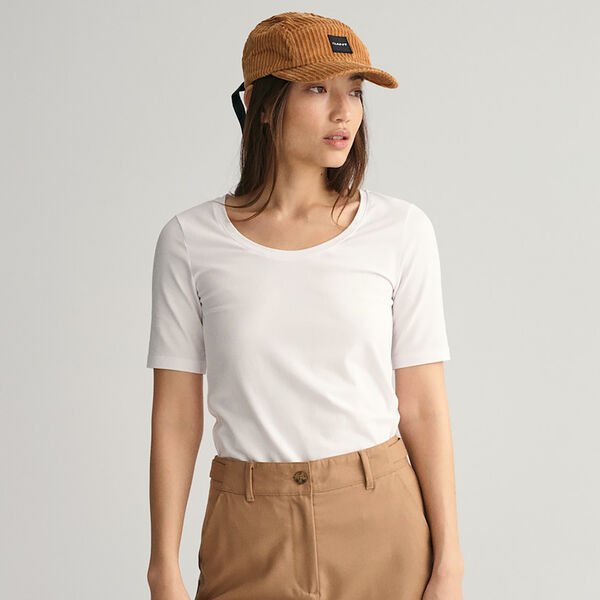 Scoop Neck Top, white, Gant