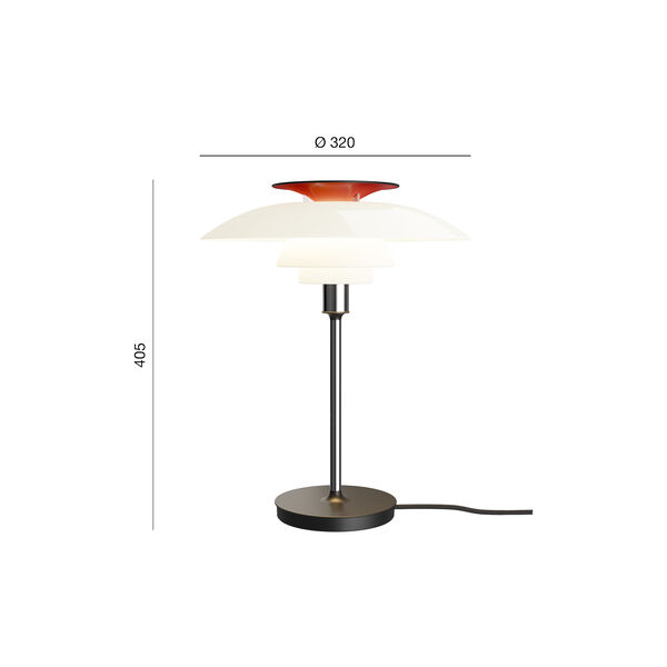 PH 80 Table Lamp, opal white/high lustre chrome plated, Louis Poulsen