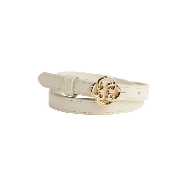 MONOGRAM BUCKLE SLIM LEATHER BELT, cream, Gant