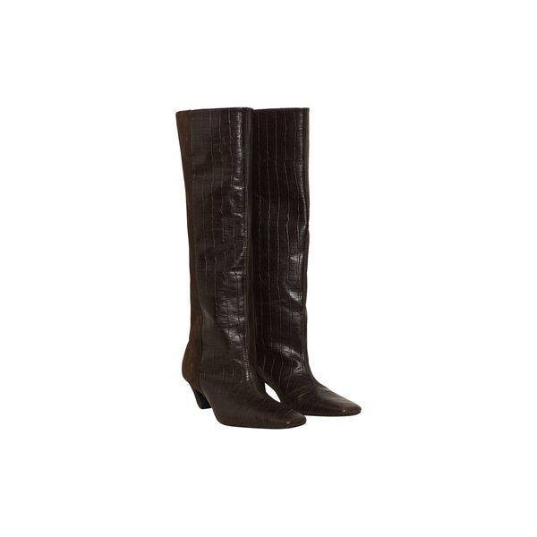 GZbobbie croco boots, dark brown croco, Gestuz