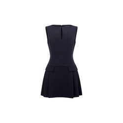 AZRA TWILL PLEATED MINI DRESS, black, French Connection