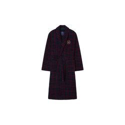 Checked Cotton Velour Robe Unisex | Navy/Green/Wine | Morgenk&aring;pe, Lexington
