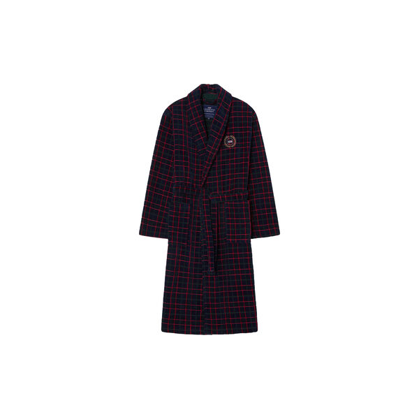 Checked Cotton Velour Robe Unisex | Navy/Green/Wine | Morgenk&aring;pe, Lexington