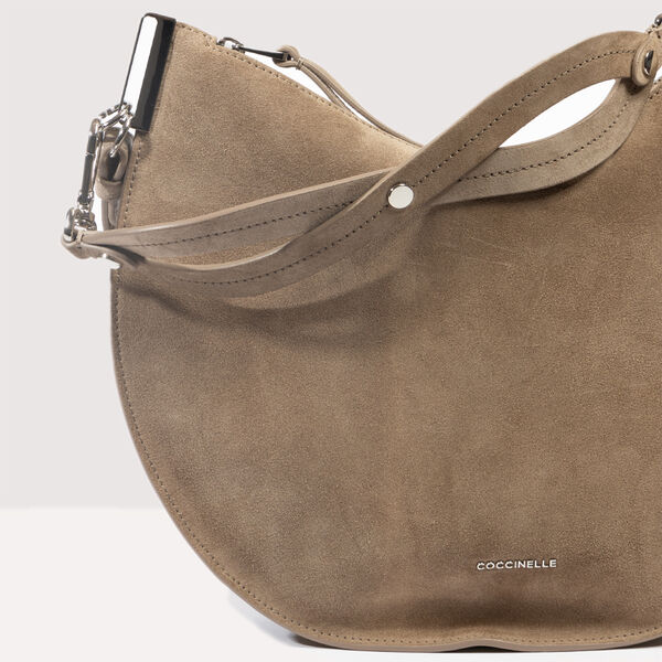 Coccinelle Sunup ruskind håndveske, warm taupe, Coccinelle