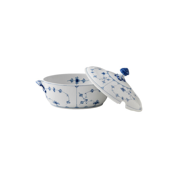 Musselmalt Riflet terrin med lokk, Royal Copenhagen