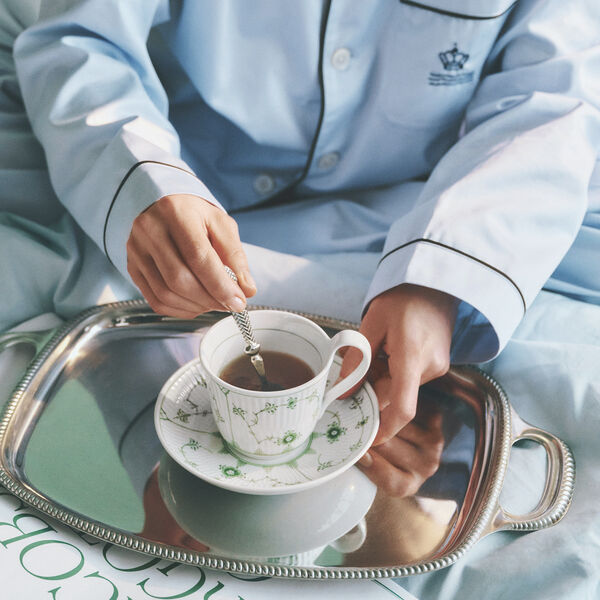 Gr&oslash;nn Musselmalt Riflet Kopp med sk&aring;l 24 cl, Royal Copenhagen