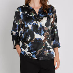 Bali blouse, abstract blue, PBO