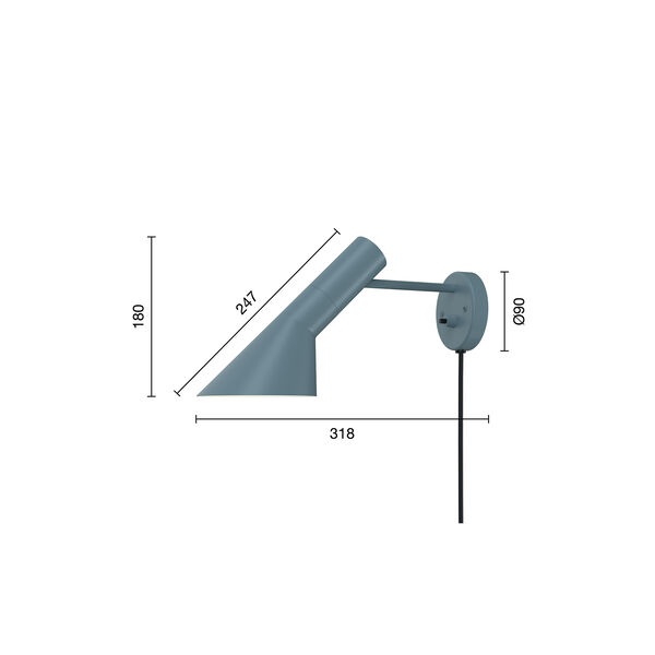 AJ vegglampe, dusty blue, Louis Poulsen