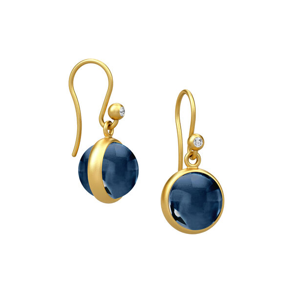 Prime øreringer, gold/sapphire blue, Julie Sandlau