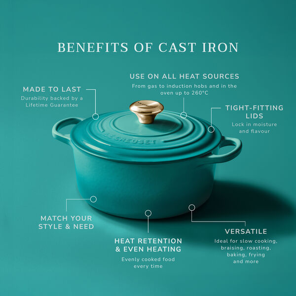 Signature st&oslash;pejern rund gryte &Oslash; 28 cm, bleu riviera, Le Creuset