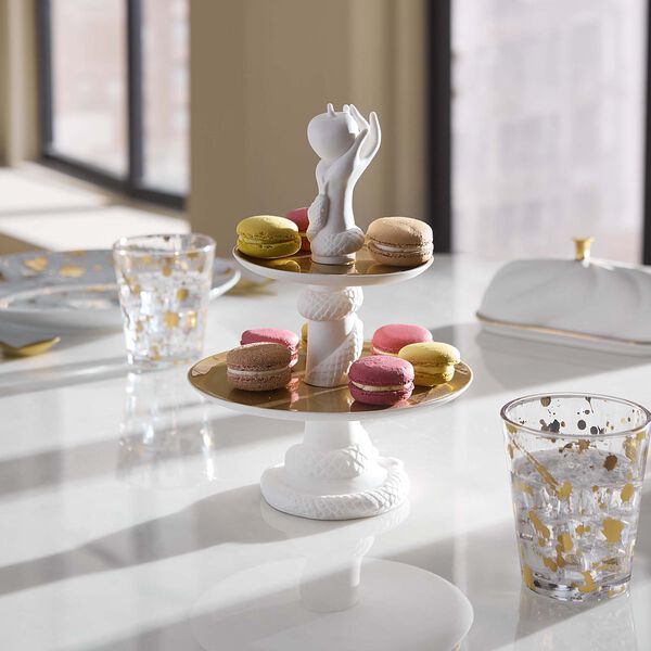 Eden etasjefat, hvit/gull, Jonathan Adler