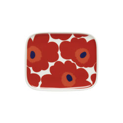 Oiva/Unikko tallerken, hvit/rød, Marimekko