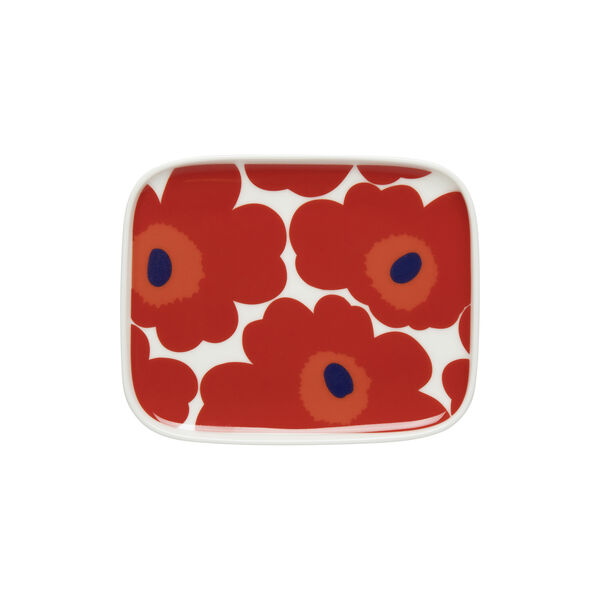 Oiva/Unikko tallerken, hvit/rød Oiva/Unikko tallerken, hvit/rød, Marimekko