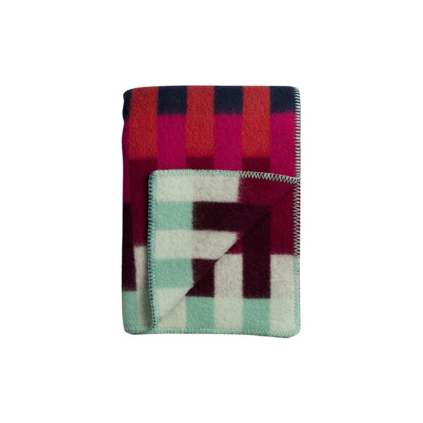 &Aring;smund Bold pledd, r&oslash;d/turkis, R&oslash;ros Tweed