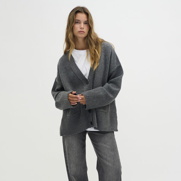 LondonMW LW Cardigan, m&oslash;rk gr&aring; melange, My Essential Wardrobe