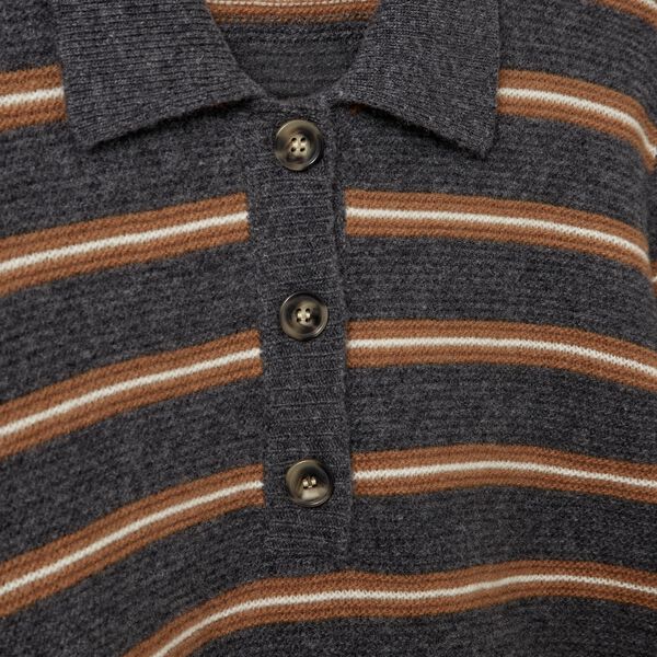 STORMASW STRIPED KNIT POLO, dark grey melange, Sofie Schnoor