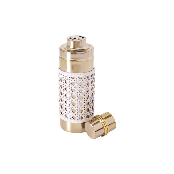 Basketweave Cocktail Shaker, hvit/messing, Jonathan Adler