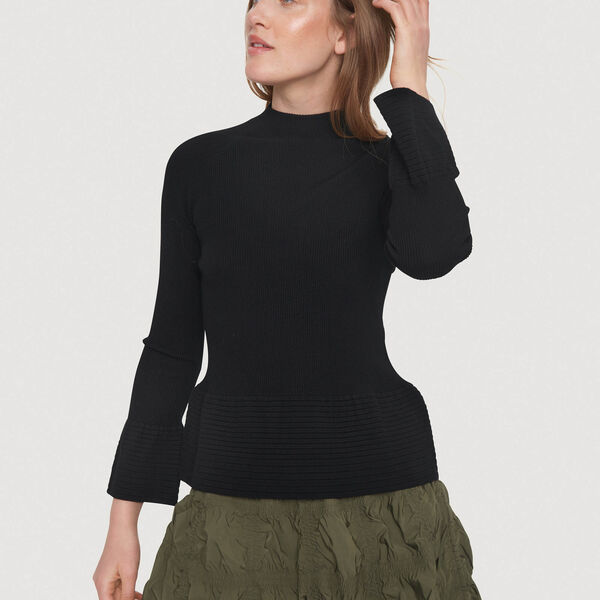 Saku ribbestrikket blusse, black, BITTE KAI RAND