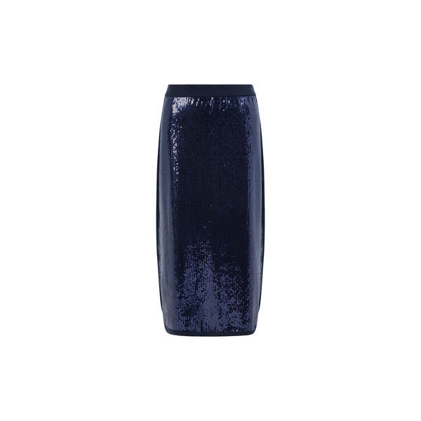 HANNAH SEQUIN MIDI SKIRT, navy, French Connection