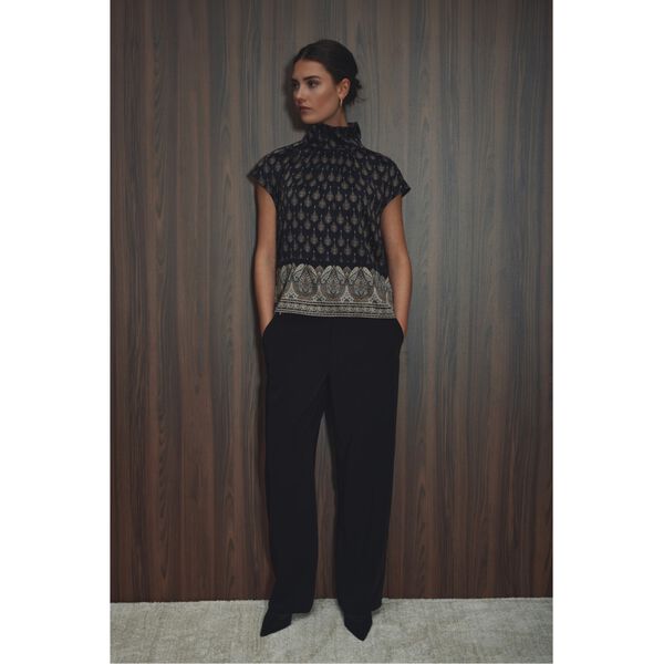 2009PBORaila silk blouse, black mix, PBO