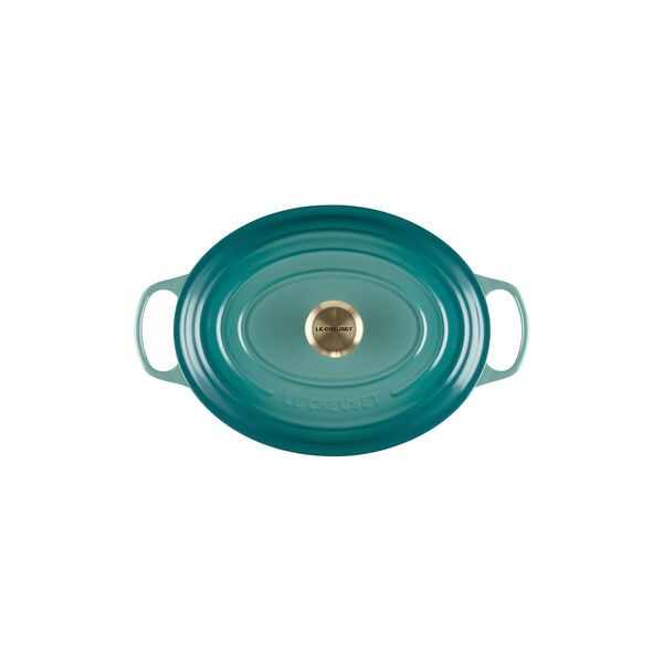 Signature st&oslash;pejern oval gryte &Oslash; 31 cm, bleu riviera, Le Creuset