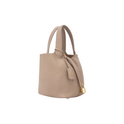Leather Bucket Bag Mini, dark sand, DARK department