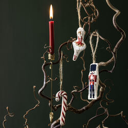 Julepynt klassiske motiver: Sukkerstokk, ballerina og nøtteknekker, hvit, Langkilde & Søn