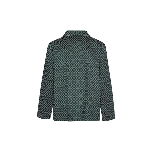 Megeve pyjamas, racing green off white print/grey piping, Ambassador 1867
