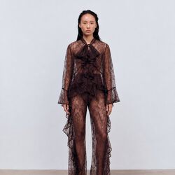 Allyson Blouse Fine Lace, dark brown, Ida Sj&ouml;stedt