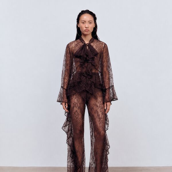 Allyson Blouse Fine Lace, dark brown, Ida Sj&ouml;stedt