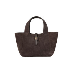 Lucille Tote Bag Small, dark brown suede, CAMILLA PIHL