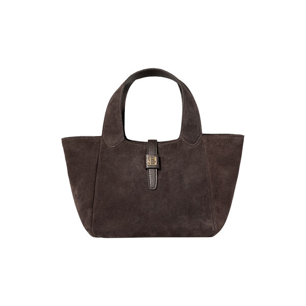 Lucille Tote Bag Small, dark brown suede, CAMILLA PIHL