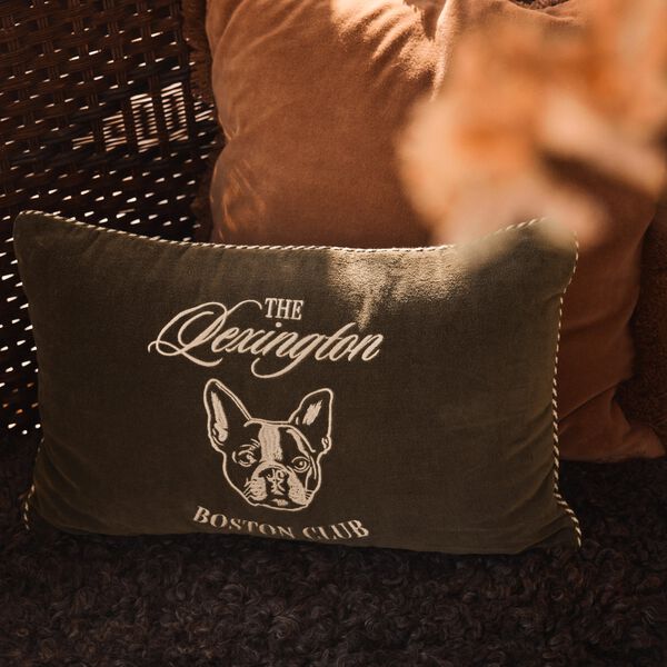 Boston Club Velvet Pillow | Olive/Lt Beige | Pynteputer, Lexington