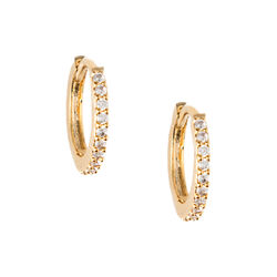 Mini Pave Hoops, gull/klar, Orelia