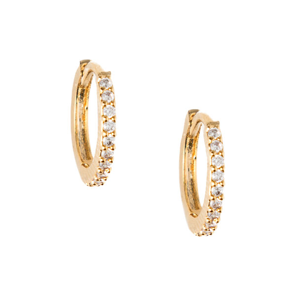 Mini Pave Hoops, gull/klar, Orelia